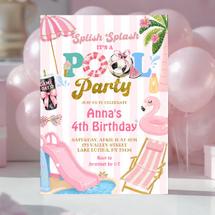 Convite Festa de aniversário da menina na piscina com list