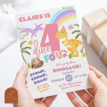 Festa de Aniversário da Menina Pastel Dinossauro D