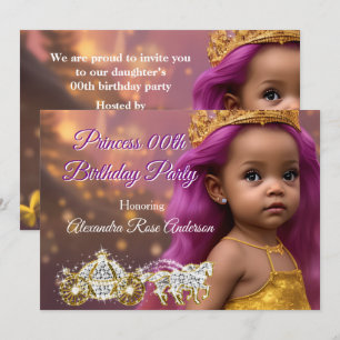 Convite Festa de Aniversário da Menina Princesa Carruagem 