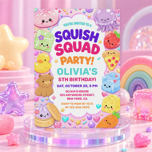 Convite Festa de Aniversário da Menina Squishy Arco-Íris