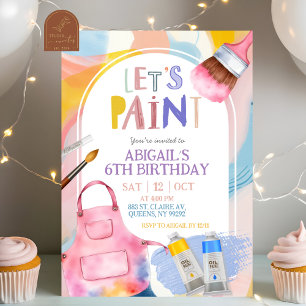 Convite Festa de Aniversário da Menina Vamos Pintar Pastel