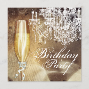Convite Festa de Aniversário da Mulher com Lustre Antigo
