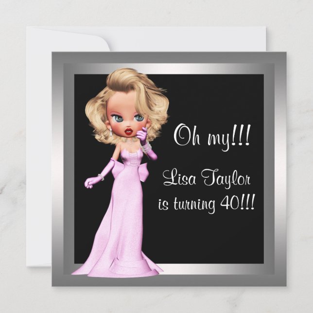 Convite Festa de Aniversário da Mulher Divertida (Frente)