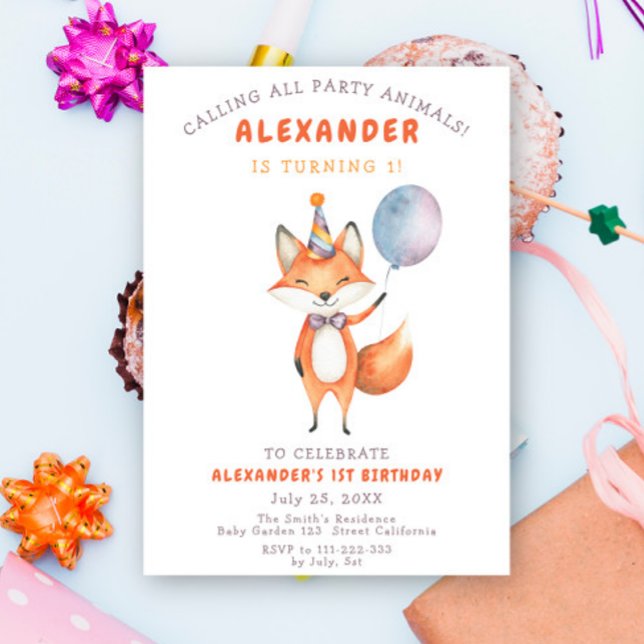 Convite Festa de Aniversário da Pequena Raposa (Criador carregado)