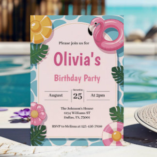 Convite Festa de aniversário da Piscina do Verão Moderno