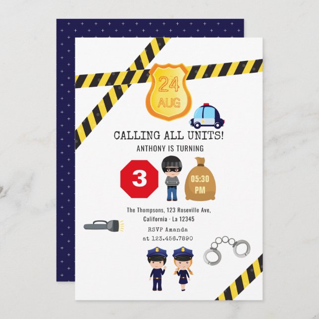 Convite Festa de aniversário da polícia (Frente/Verso)