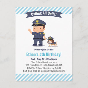 Convite Festa de aniversário da Polícia de Menino e Cão