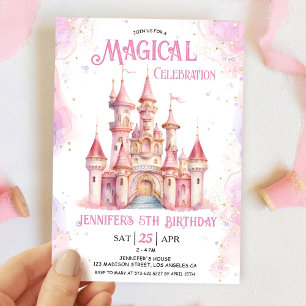 Convite Festa de aniversário da Princesa 5 do Castelo Rosa
