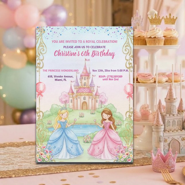 Convite Festa de Aniversário da Princesa Castelo Real 6 an (Criador carregado)