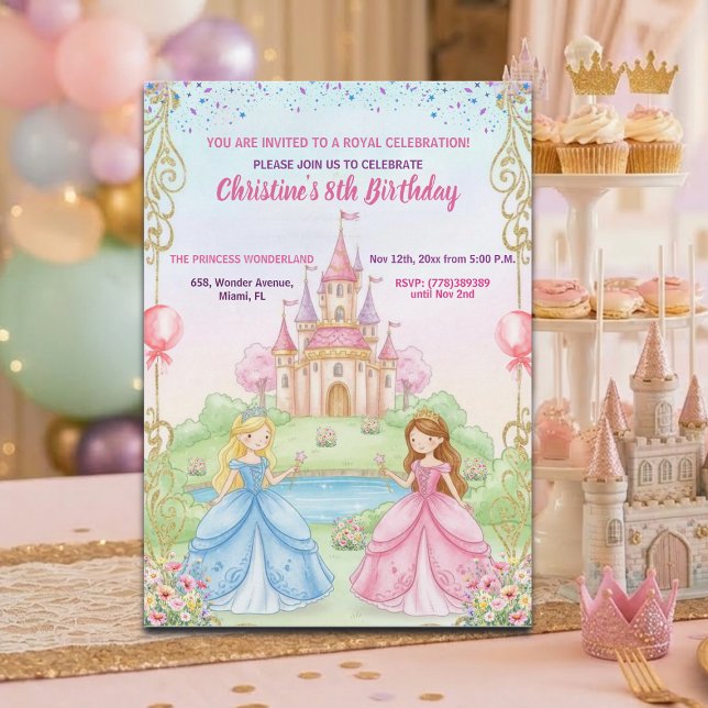 Convite Festa de Aniversário da Princesa Castelo Real de 8 (Criador carregado)