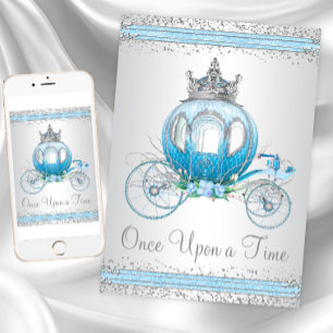 Convite Festa de Aniversário da Princesa Cinderela Azul