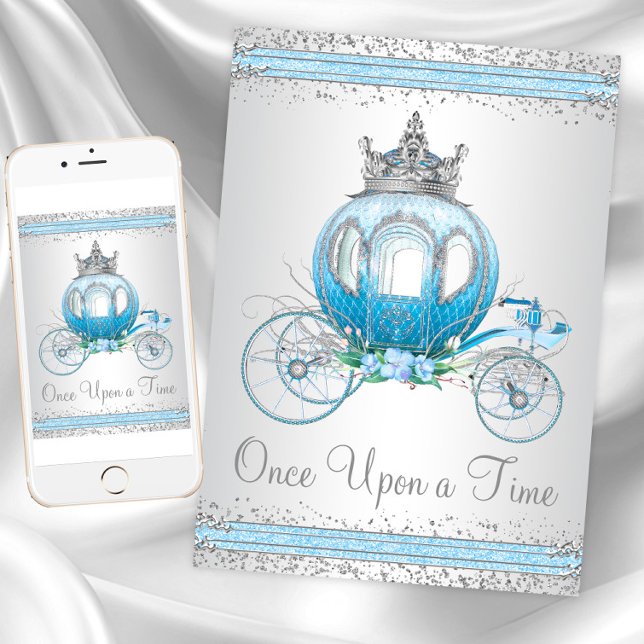 Convite Festa de Aniversário da Princesa Cinderela Azul (Princess any occasion invitation. Digital download a printed invitations available.)