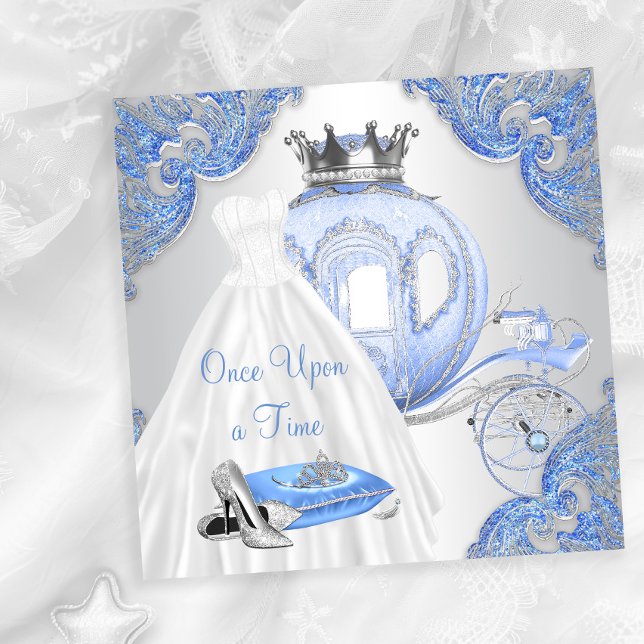 Convite Festa de Aniversário da Princesa Cinderela Chique (You can change the words and text as needed for your event on this pretty any occasion invitation.)