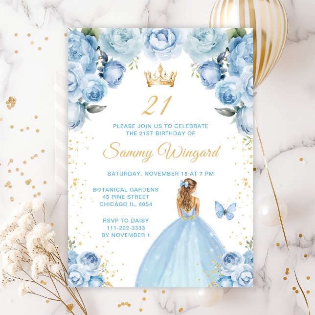 Convite Festa de Aniversário da Princesa de Cabelo Loiro A (Criador carregado)