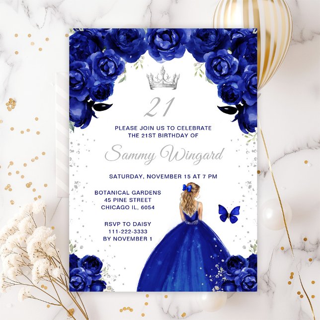 Convite Festa de Aniversário da Princesa de Cabelo Loiro A (Criador carregado)