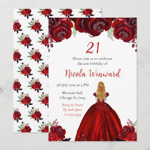 Convite Festa de Aniversário da Princesa de Cabelo Loiro c