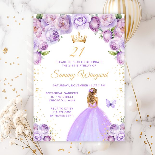 Convite Festa de Aniversário da Princesa de Cabelo Loiro R (Criador carregado)