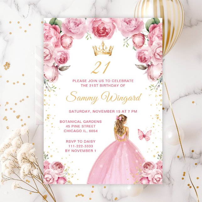 Convite Festa de Aniversário da Princesa de Cabelo Loiro R (Criador carregado)