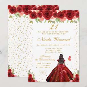 Convite Festa de Aniversário da Princesa de Pele Morena co