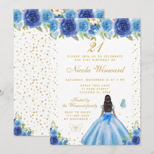 Convite Festa de Aniversário da Princesa de Pele Morena e