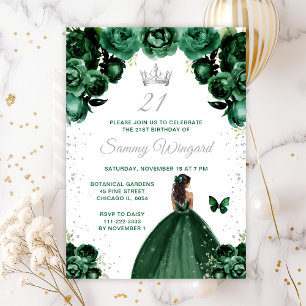Convite Festa de Aniversário da Princesa de Pele Morena e 