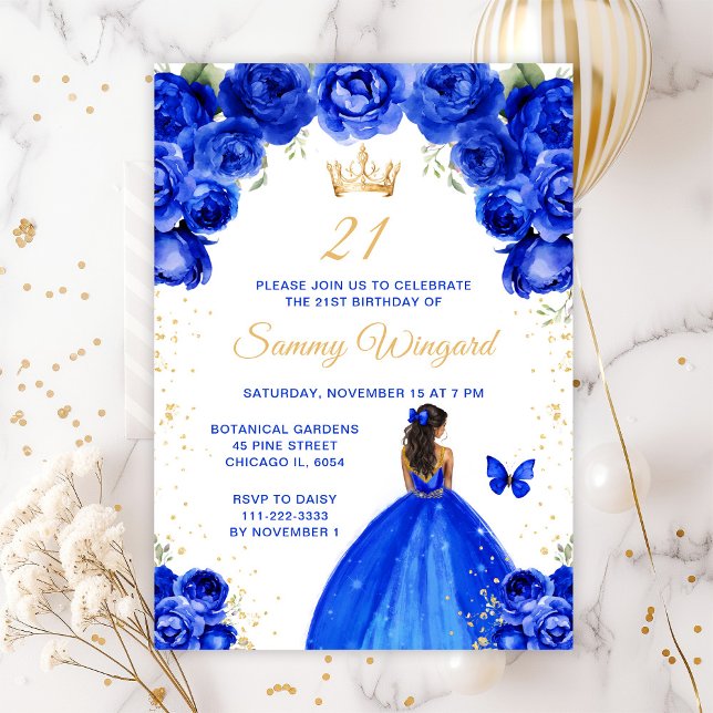 Convite Festa de Aniversário da Princesa de Pele Morena Ro (Criador carregado)