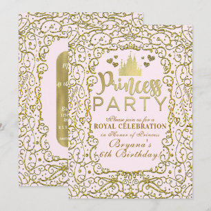 Convite Festa de Aniversário da Princesa do Castelo Rosa e
