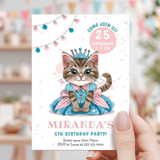 Convite Festa de Aniversário da Princesa Kitty Menina (Criador carregado)
