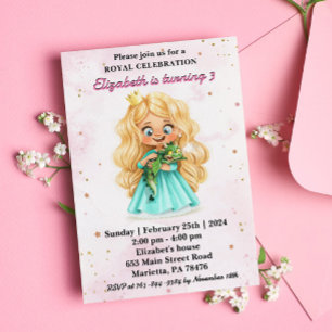 Convite Festa de Aniversário da Princesa Loira Fofa com um