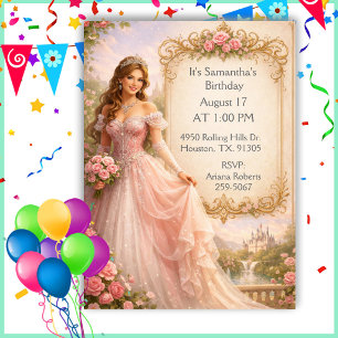 Convite Festa de Aniversário da Princesa Menina de Conto d