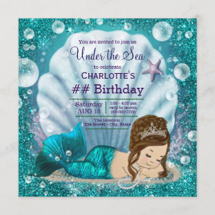 Convite Festa de Aniversário da Sereia Debaixo do Mar