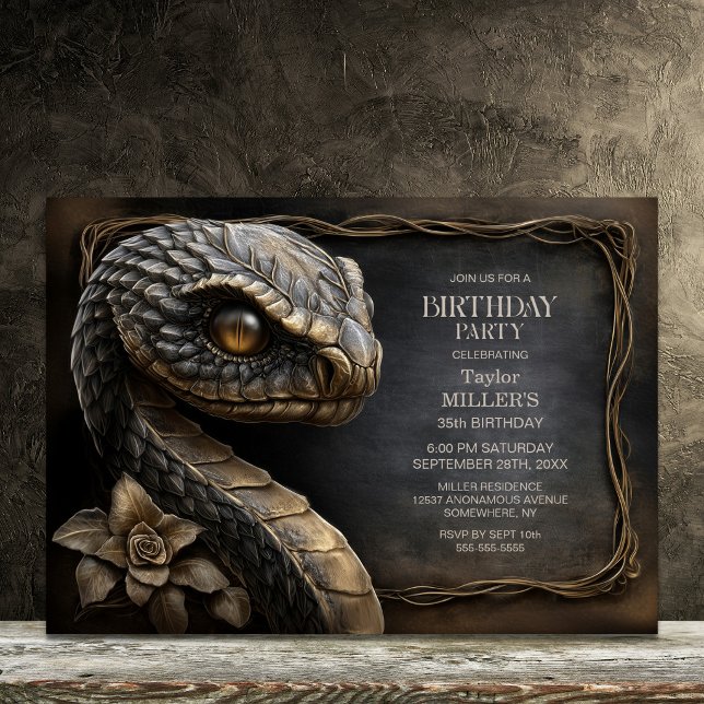 Convite Festa de Aniversário da Serpente de Pedra Mítica (Criador carregado)