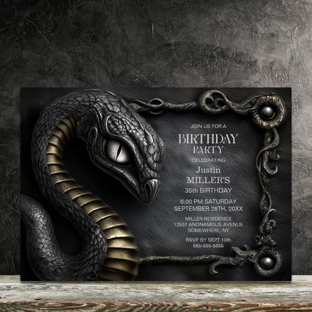 Convite Festa de Aniversário da Serpente Mítica de Prata e (Criador carregado)