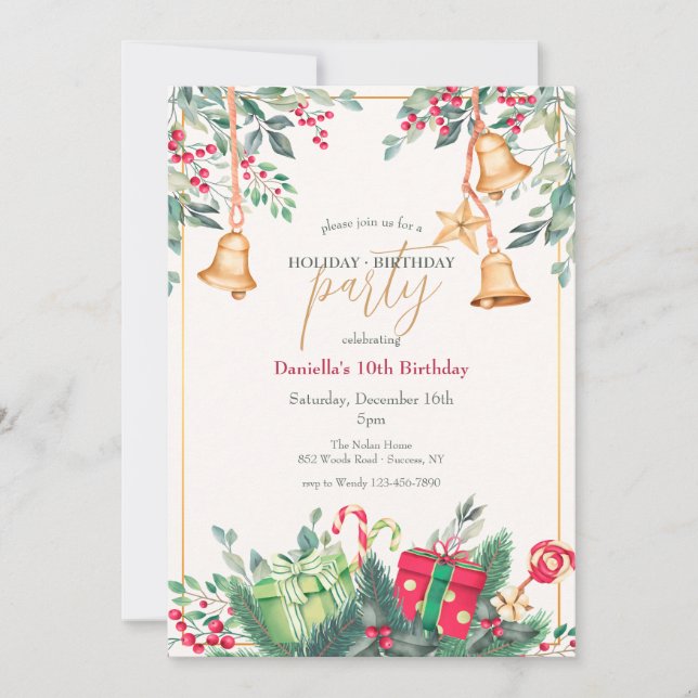 Convite Festa de aniversário da temporada de Natal (Frente)