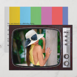 Convite Festa de aniversário da TV retrorreflectora