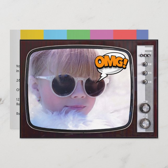 Convite Festa de aniversário da TV retrorreflectora (Frente/Verso)