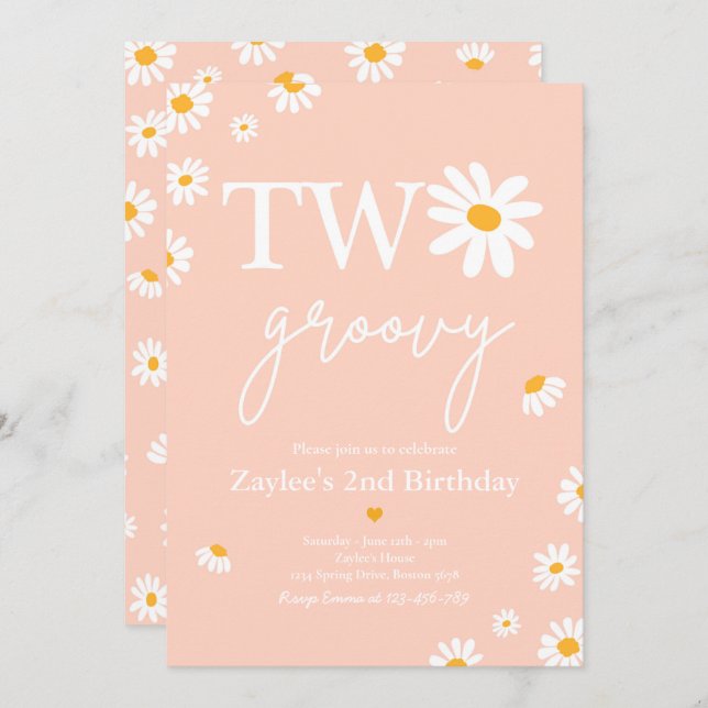 Convite Festa de aniversário Daisy Boho Dois segundo anive (Frente/Verso)