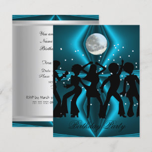 Convite Festa de Aniversário Dança Disco Azul
