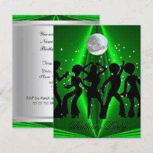 Convite Festa de Aniversário Dança Disco Verde