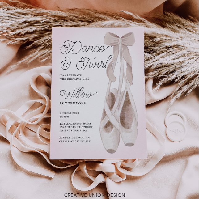 Convite Festa de aniversário Dance e Twirl Ballerina (Criador carregado)
