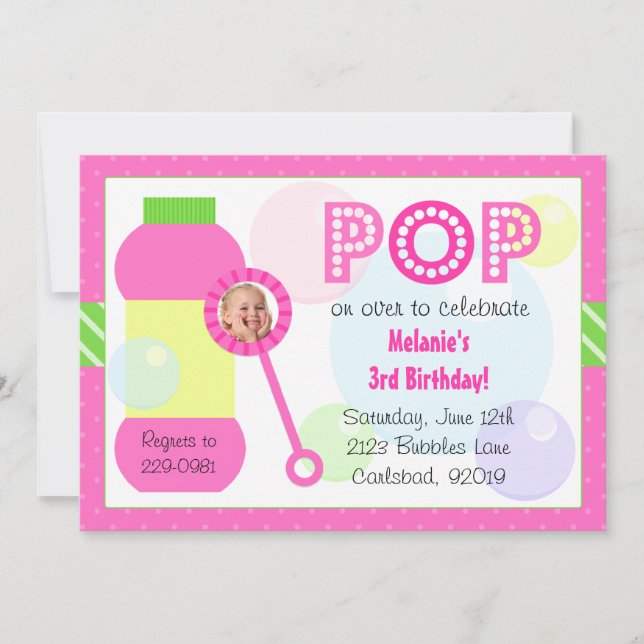 Convite Festa de aniversário das bolhas (Frente)