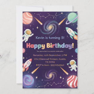 Convite Festa de Aniversário das Crianças Astronautas no E
