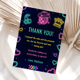 Convite Festa de aniversário das luzes de neon brilhantes