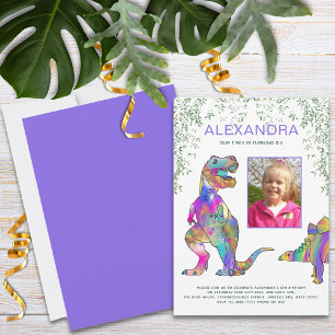 Convite Festa de Aniversário das Meninas Dinossauro Foto R