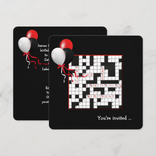 Convite Festa de aniversário das palavras cruzadas e dos