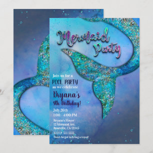 Convite Festa de aniversário das unhas da Sereia do Oceano