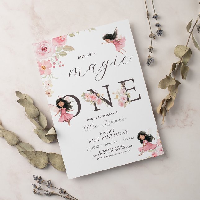 Convite Festa de Aniversário de 1º Ano Tema Fada Primeira (Criador carregado)