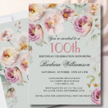 Festa de Aniversário de 100 Anos com Floral Pintad