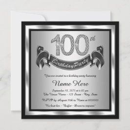 Convite Festa de Aniversário de 100 anos de Prata