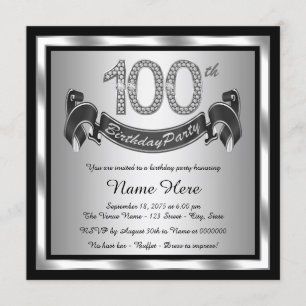 Convite Festa de Aniversário de 100 anos de Prata